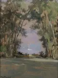 Basilēs Phōtiadēs, View of Lake Geneva, Oil on board
