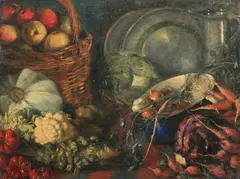 Ferdinand Mirwald, Still Life with Fresh Fruit and Vegetables, Oil on canvas
