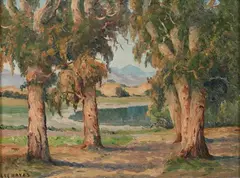 Lee Hayes, California Landscape with Lake, Oil on canvas