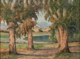 Lee Hayes, California Landscape with Lake, Oil on canvas