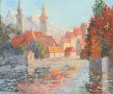 Hildegarde Hume Hamilton, Stein on the Danube, Oil on canvas