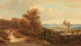 J. S. Smithson, Traveler on a Country Road in an Extensive Landscape, Oil on canvas