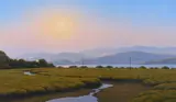Simon Harling, River at Dusk, Oil on canvas