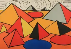 Pyramids by Alexander Calder, 1970, Color lithograph, sold Sep 2009