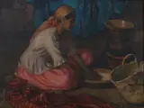 Louis John Endres, Algerian Woman Sifting Grain, Oil on canvas