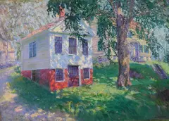William Starkweather, House with Guesthouse and Barn in Summertime, Oil on canvas