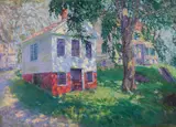 William Starkweather, House with Guesthouse and Barn in Summertime, Oil on canvas