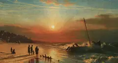James Fairman, Beach at Jaffa, Oil on canvas