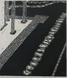 Hiratsuka Un-Ichi, White Stepping Stones, KYOTO KATSURA, woodcut, signed and dated 1968 in pencil, sealed, numbered 4/30