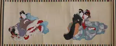 Utagawa School, Untitled, EROTIC SCENES, seven ink and color on paper, shunga handscroll - Largest: 11 3/4 in. x 29 3/8 in