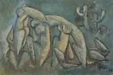Untitled by Ahmed Naqvi Syed Sadequain, EVOLUTION, signed and dated "Sadequain, 60", oil on board, offered Nov 2009