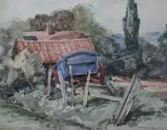 Barn and Fence by William Frederic Ritschel, Watercolor, offered Nov 2009
