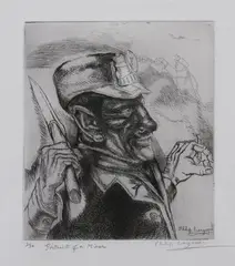 Philip Evergood, Portrait of a Miner, Etching