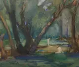 Gladys Nelson Smith, Nude Bathers in River, Watercolor