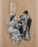 Frederick Coffay Yohn, Afternoon Tea, Gouache on paper laid on board