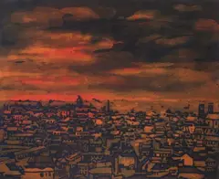 Frank Wright, Paris Landscape, Color lithograph