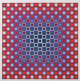 Victor Vasarely, ALOM-ROUGE AND BLEU from the series "PERMUTATIONS", Color serigraph