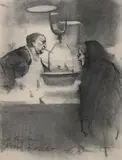 Harvey Dinnerstein, Essex Street Market, Charcoal