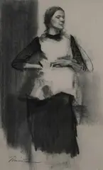 Harvey Dinnerstein, Portrait of a Woman, Charcoal