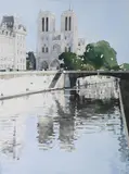 Alvaro Dobles, Notre-Dame, Watercolor