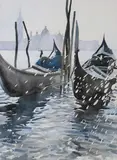Alvaro Dobles, Gondolas, Watercolor