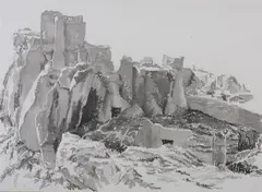 Prentiss Taylor, Ruins Iv, Ink wash