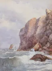 Robert Ford Gagen, Waves on Rocky Coast, Watercolor