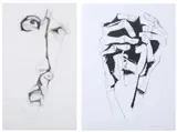 Oswaldo Guayasamín, FACE and HEAD IN HANDS: TWO WORKS, first