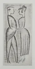 Elie Nadelman, THE EMBRACE, drypoint etching, THE EMBRACE, drypoint etching