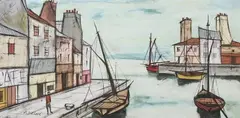 Antoine Villard, Boats in Harbor, Oil on canvas