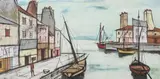 Antoine Villard, Boats in Harbor, Oil on canvas