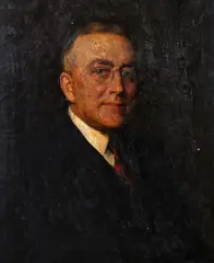 Canadian School, Portrait of Gentleman in Red Tie, Oil on canvas