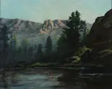 Greig Steiner, View of Estes Park, Oil on board