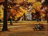 Frank Wright, Family Picnic in Autumn, Oil on canvas