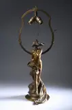 Karl Korschann, Art Nouveau Beauty, Bronze; signed Korschann and with Louchet Paris Ciseleur foundry mark