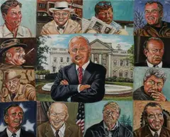 Margolis, Hugh Sidey with Twelve U.S, Oil on canvas