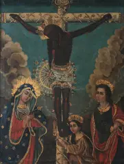 Cuzco School, Crucifixion, CRUCIFIXION, oil on canvas