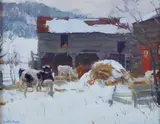 Harry Leith-Ross, Catskill Barn, Oil on board