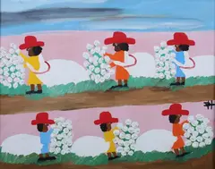 Clementine Hunter, Picking Cotton, Oil on board