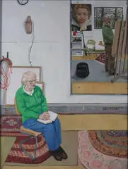 Joe Shannon, Mary Louise & Me in the Studio in Bethesda, Oil on masonite