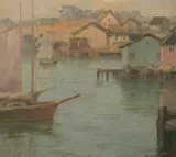 Sailboats in Harbor by Maurice Braun, Oil on canvas, offered Nov 2009