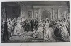 Alexander Hay Ritchie, After Daniel Huntington (American, 1816-1906), LADY WASHINGTON'S RECEPTION, signed in pencil lower margin by Huntington and Ritchie