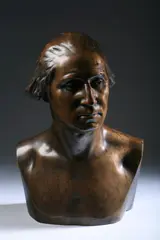 James Wilson Alexander MacDonald, Life Cast Bust of George Washington, Bronze, dark brown patina - Height: 19 in