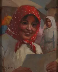 Erno Nagy, Peasant Woman, Oil on panel