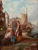 Joseph V. Gibson, Market Day, Oil on board