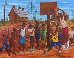 Henry Gorham, One on One with Slim, Oil on canvas