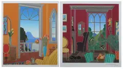 Thomas McKnight, Untitled, ROOM INTERIOR WITH SLEEPING DOG and ROOM INTERIOR WITH WATER VIEW: TWO WORKS, first, signed and numbered 814/950 in pencil lower margin; second, signed and numbered AP 3/35 in pencil lower margin
