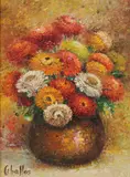 Rufino Ceballos, Bouquet of Flowers, Oil on canvas