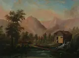 Landscape with Mill by American School, LANDSCAPE WITH MILL, oil on board, offered Feb 2010