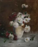 M. T. Slim, Chrysanthemums in Vase, Oil on canvas